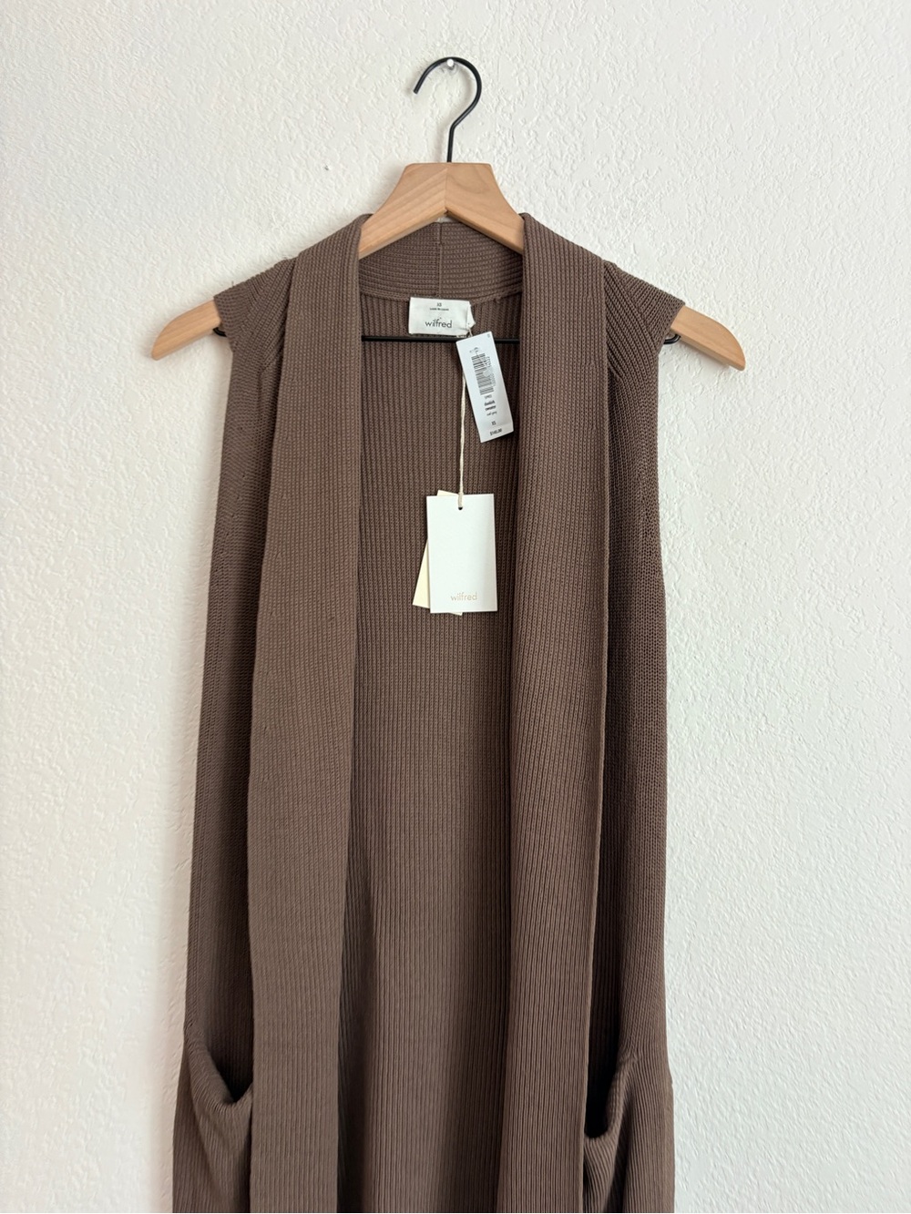 NWT Wilfred Dunkirk Sweater Sleeveless Ribbed Long Vest Chocolate Brown - Picture 10 of 11
